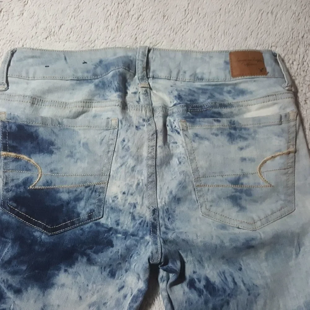 American Eagle Jegging Blotchy Bleached Jeans Womens Size 6‎